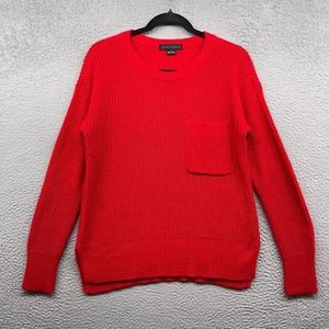 Sanctuary Womens Sweater Red Long Sleeve Scoop Neck Knit Pocket Acrylic Size S